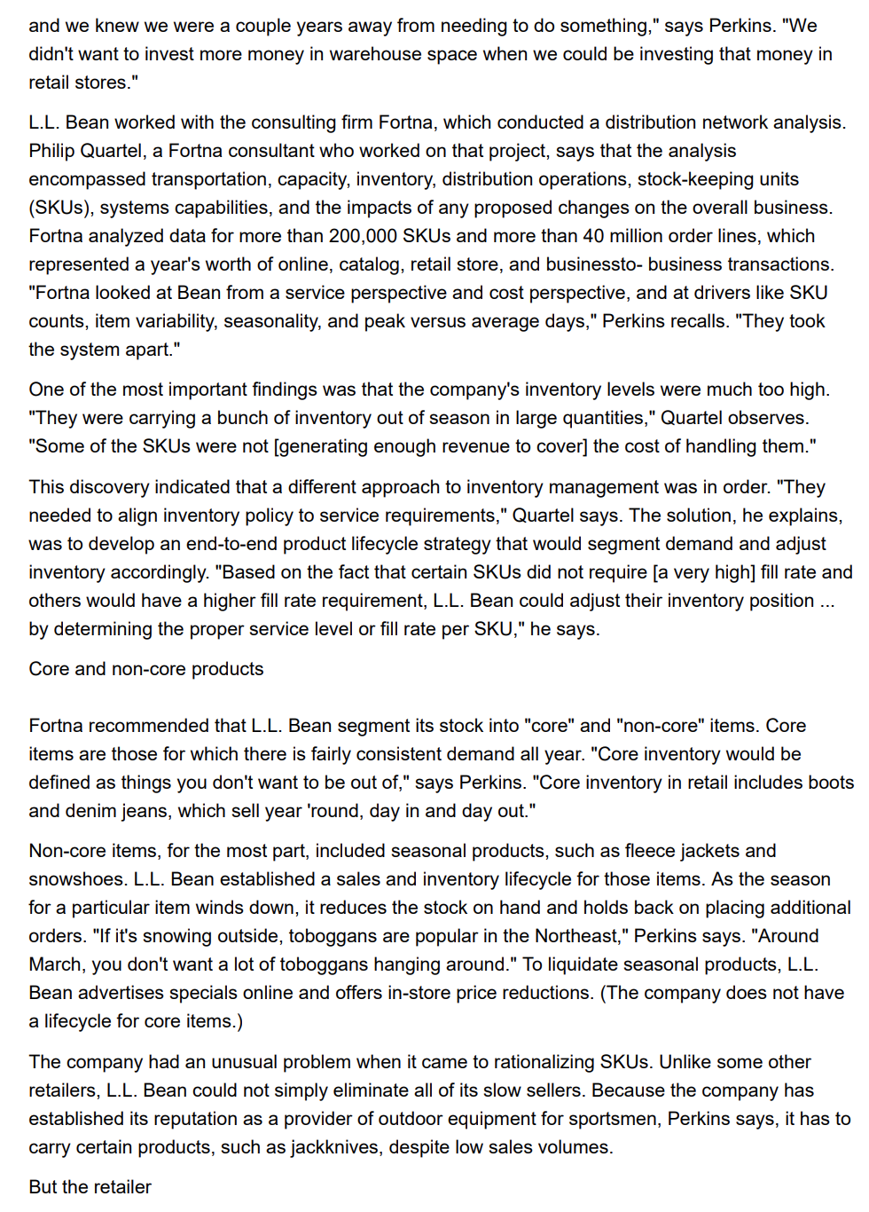 trends will have on inventory for these jackets? L.L. Bean's smarter stocking