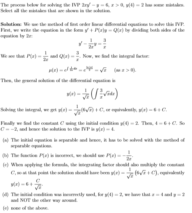 The process below for solving the IVPNote: you can have more than