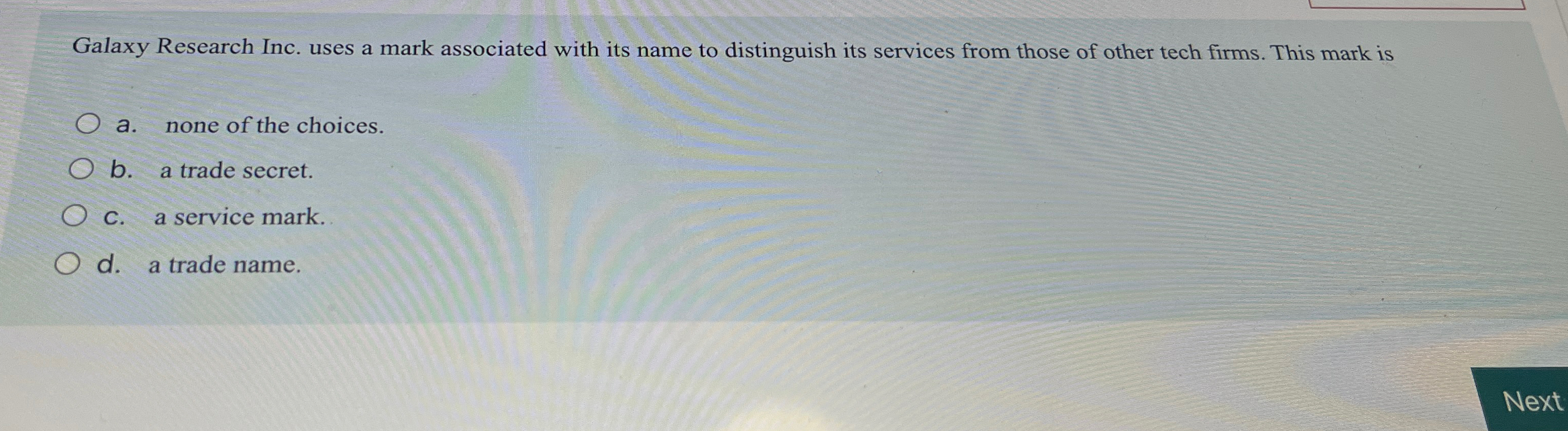  Galaxy Research Inc. uses a mark associated with its name to