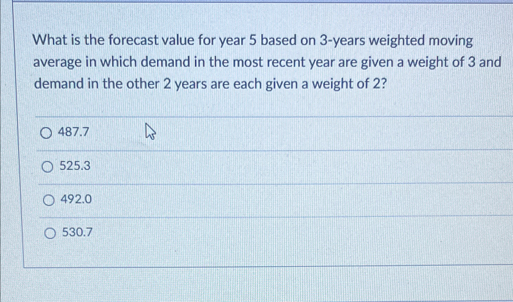 What is the forecast value for year 5 based on 3-years