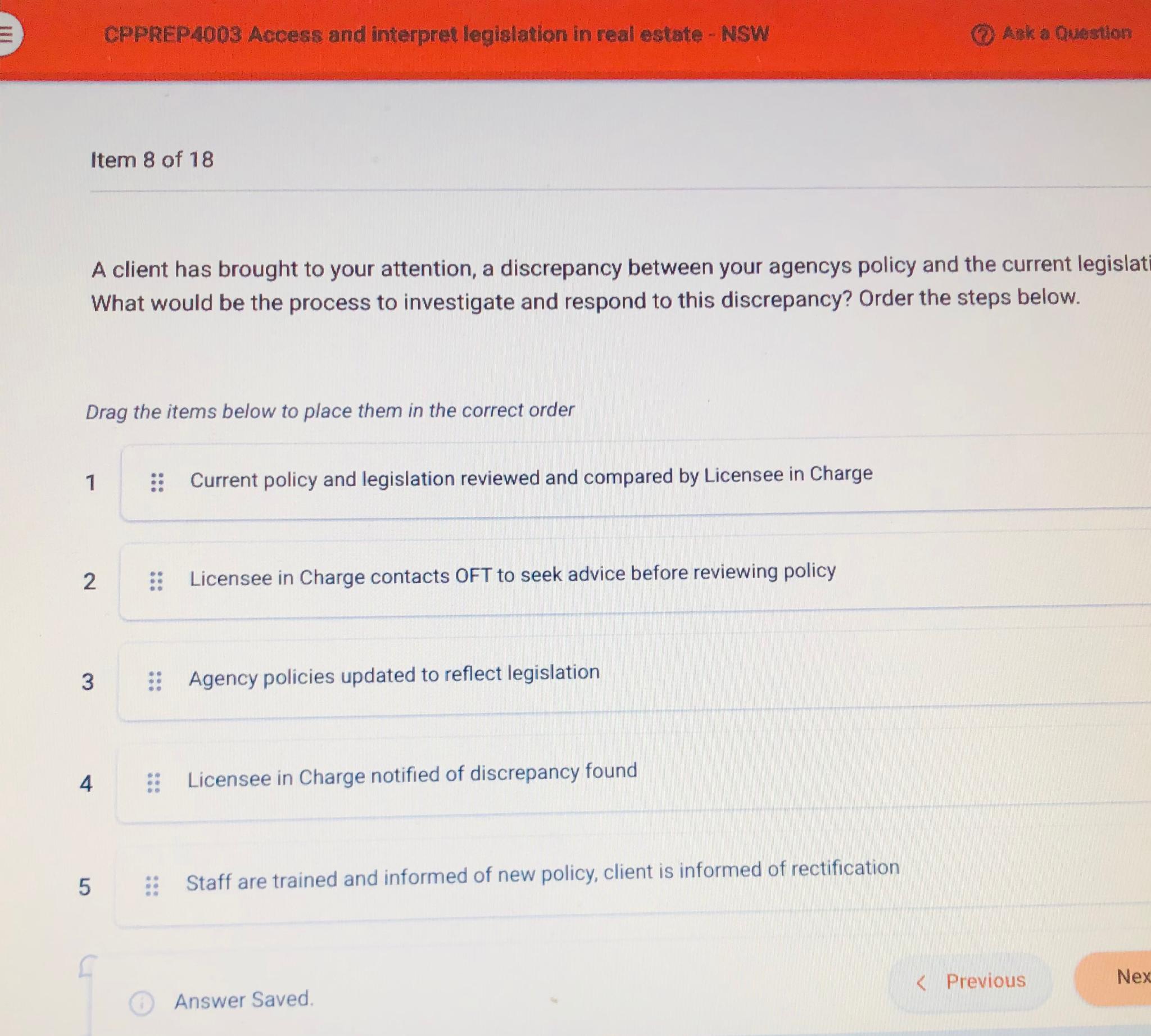 CPPREP4003 Access and interpret legislation in real estate - NSW Aak