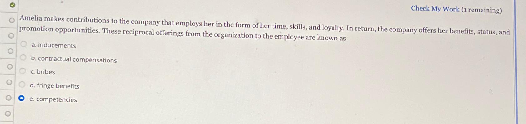  Check My Work (1 remaining) Amelia makes contributions to the company