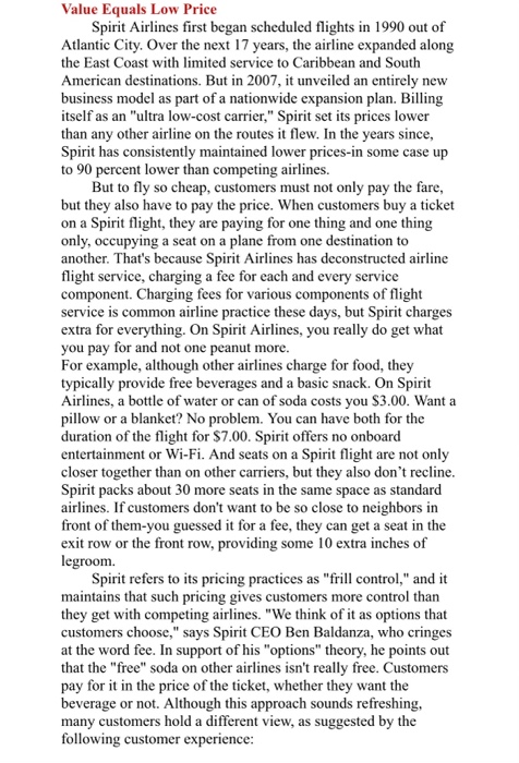 Spirit Airlines create value for their travelers? How does it meet the