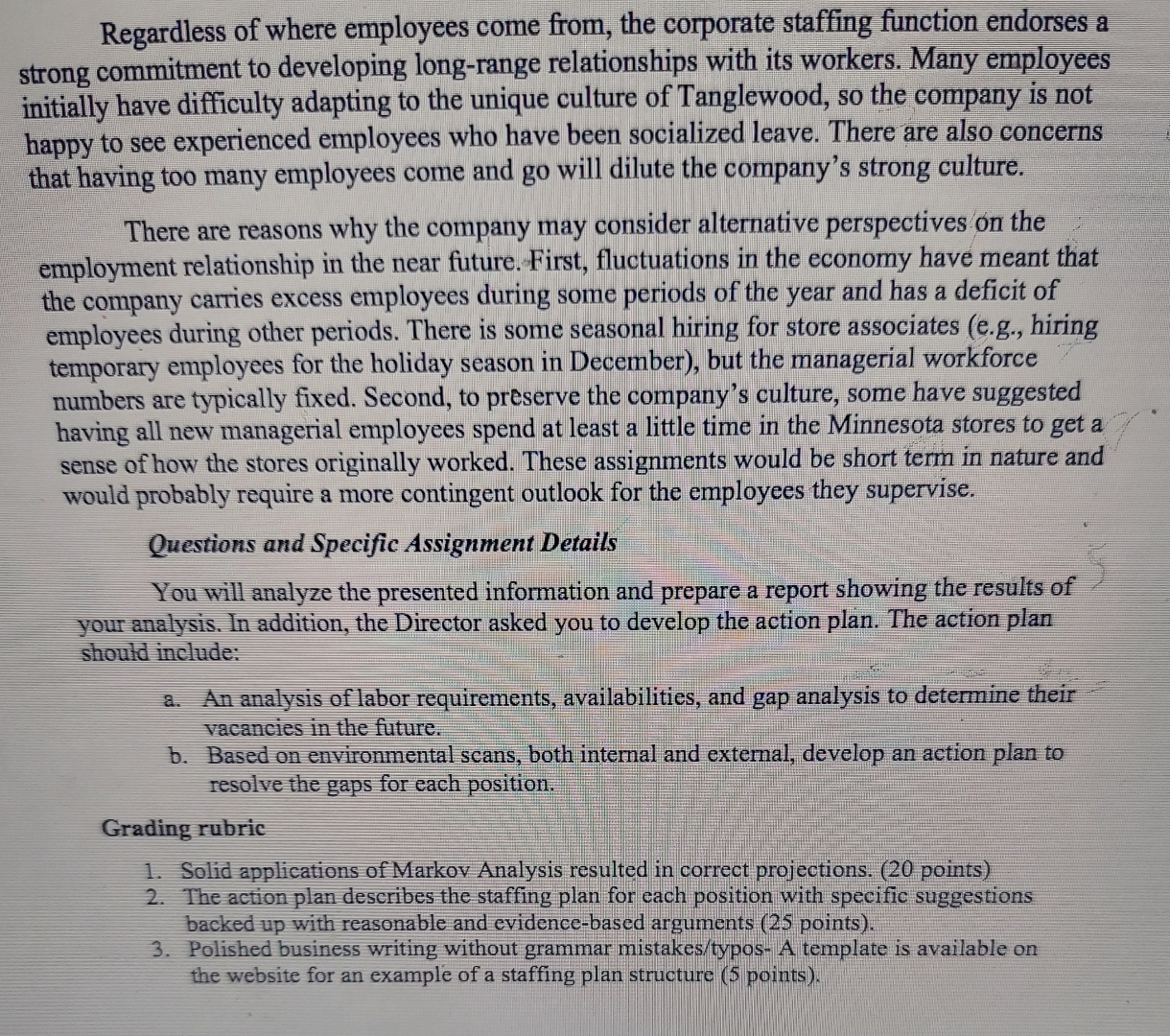  Tanglewood Case- adapted from Kammeyer-Mueller (2023) Tanglewood is a chain of