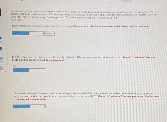  normal distribution with a mean of 5 boxes per week and