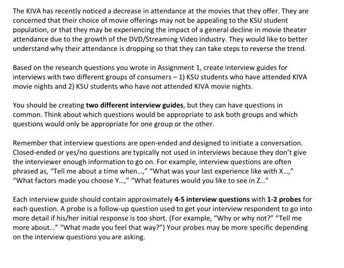  The KIVA has recently noticed a decrease in attendance at the