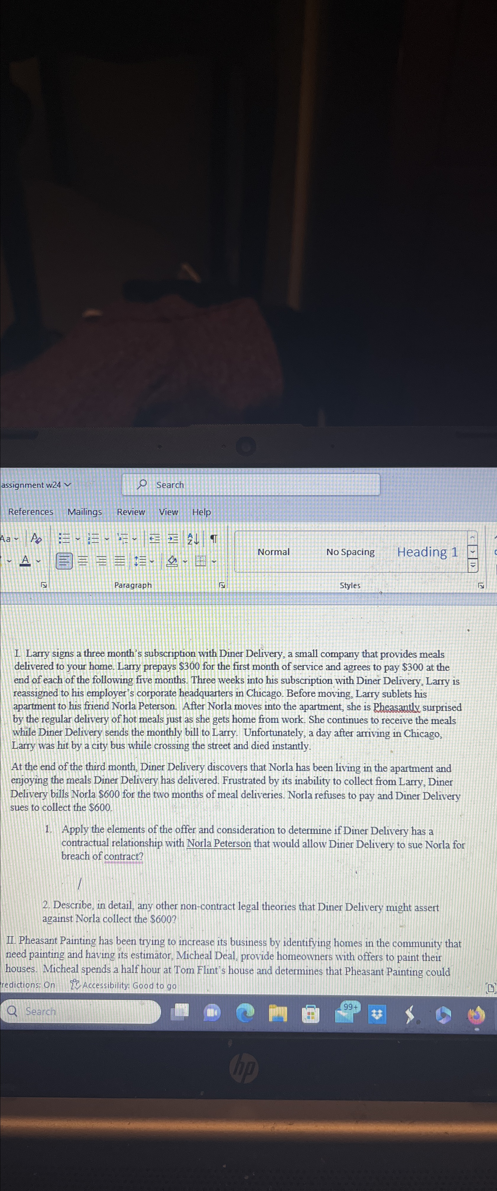  assignment w24vv Search References Mailings Review View Help Aa I. Larry