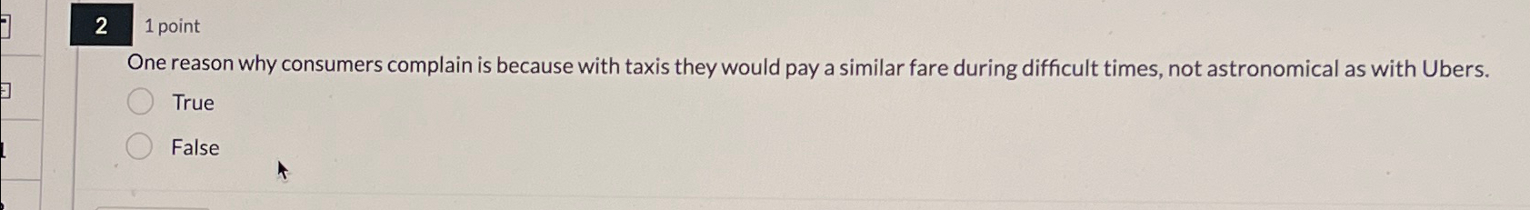  21 point One reason why consumers complain is because with taxis
