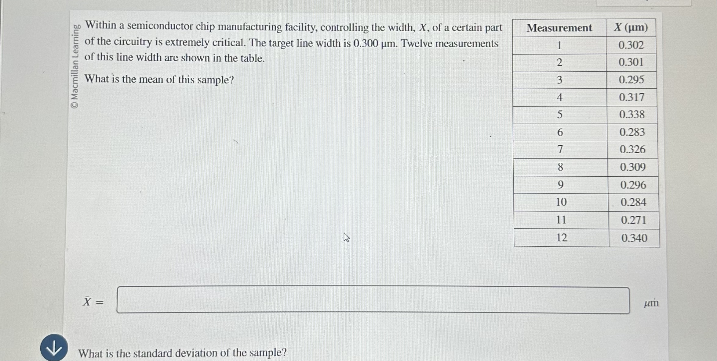 Within a semiconductor chip manufacturing facility, controlling the width, x, of