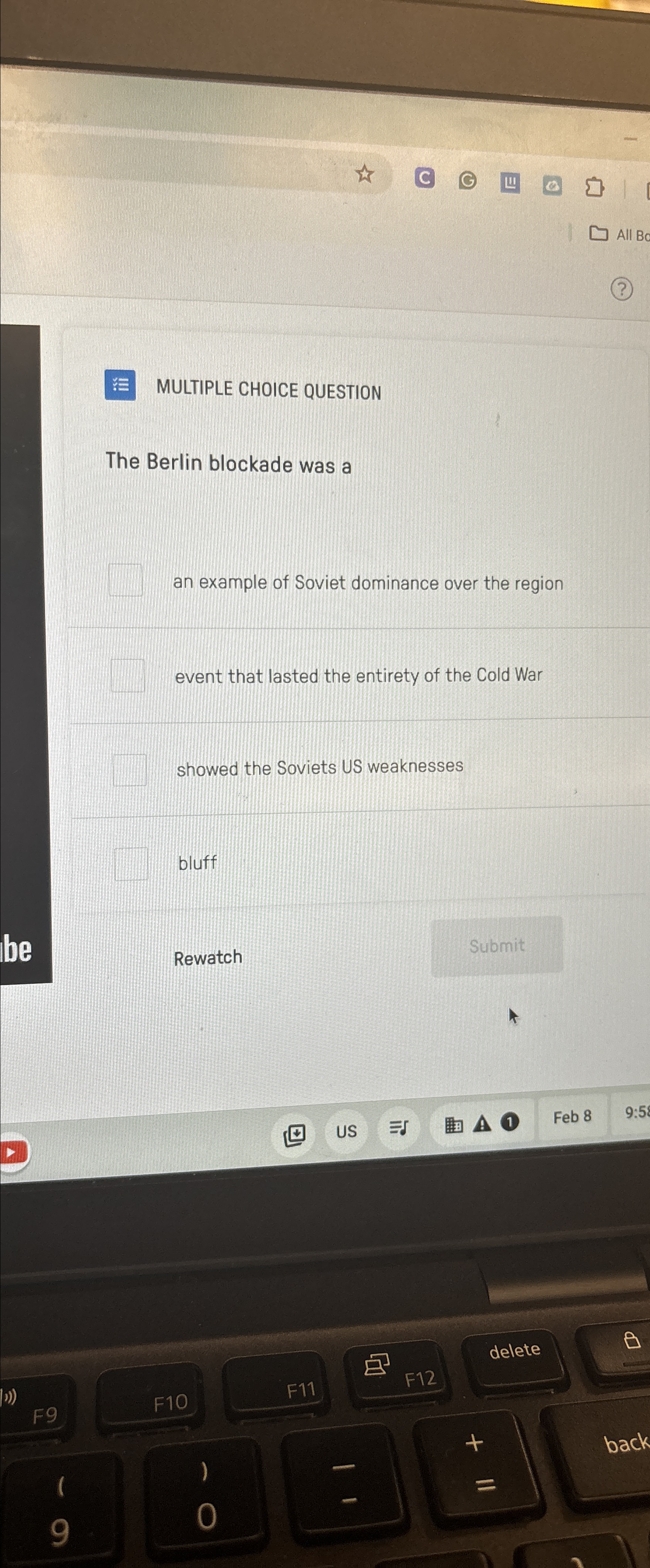  MULTIPLE CHOICE QUESTION The Berlin blockade was a an example of