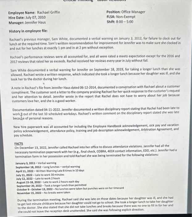 Critical Thinking - Labor Relations Company History Sanderson Engineering is a private