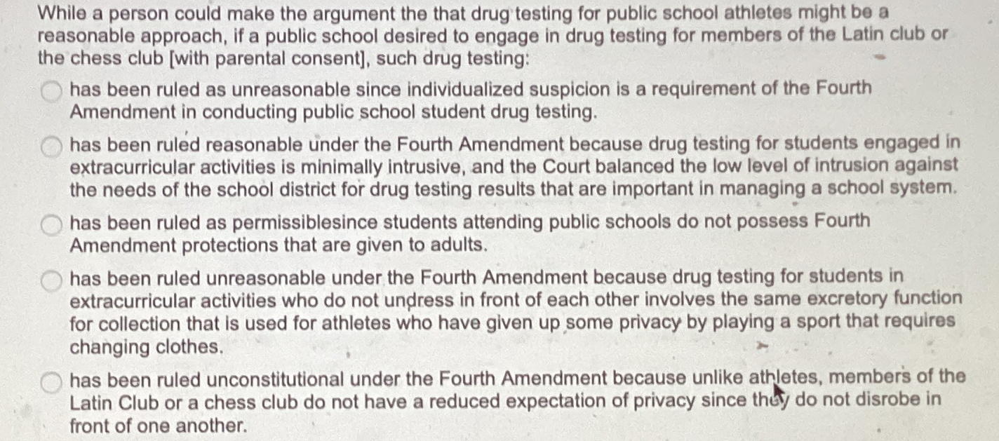  While a person could make the argument the that drug testing