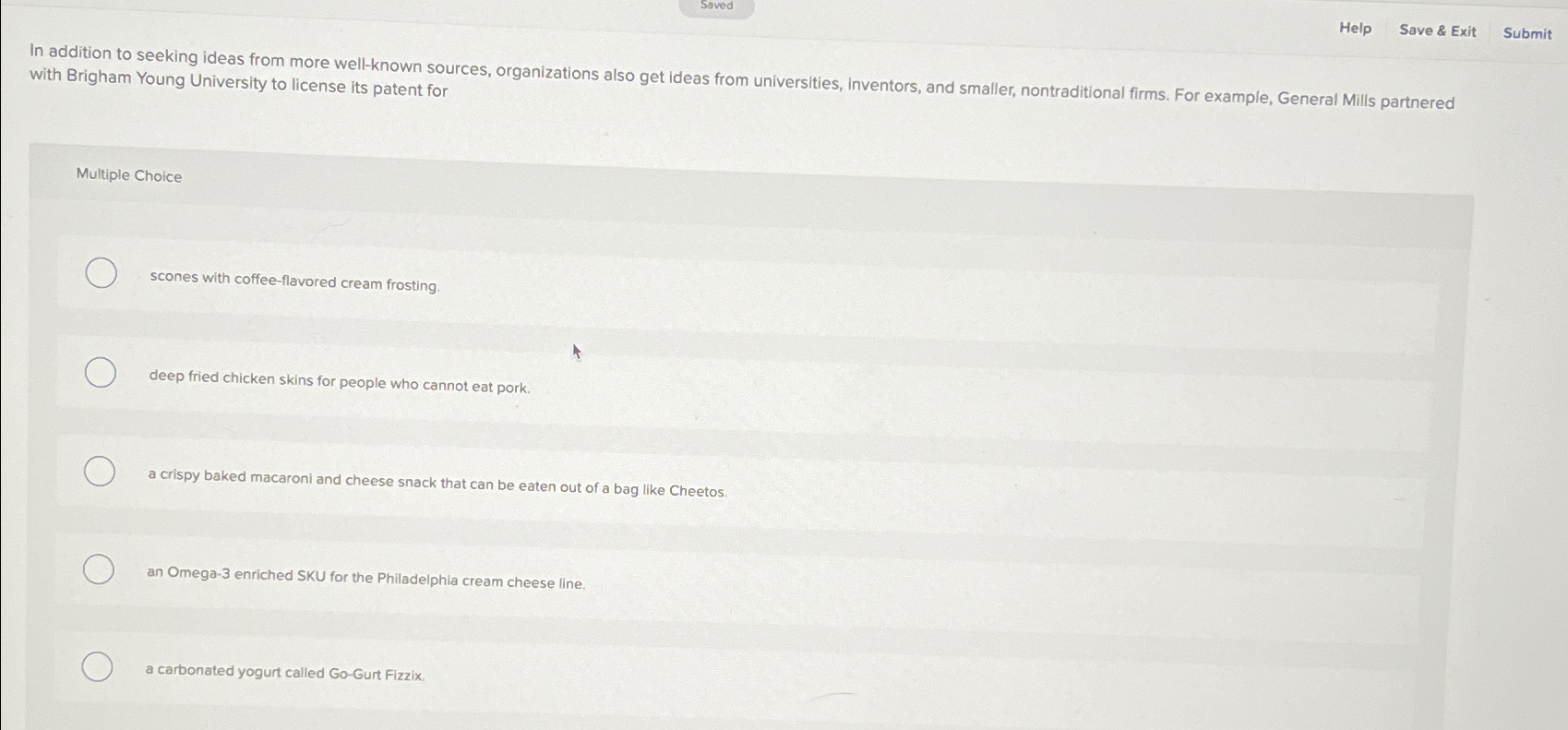  Saved Help Save & Exit Submit In addition to seeking ideas