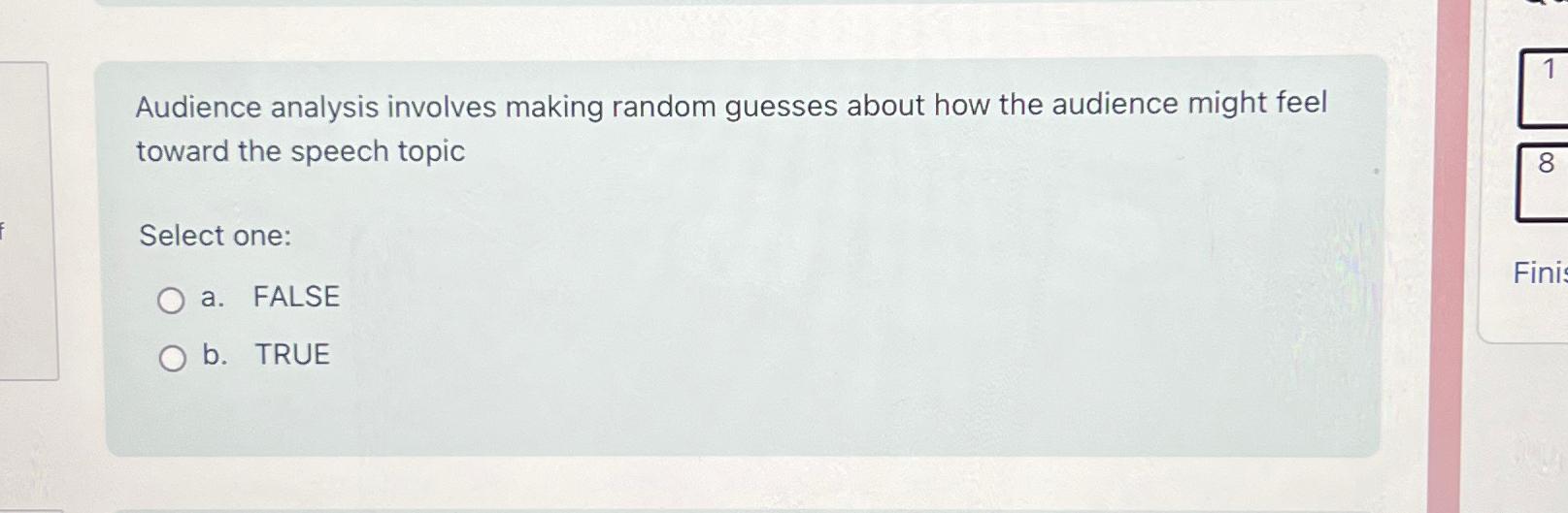  Audience analysis involves making random guesses about how the audience might