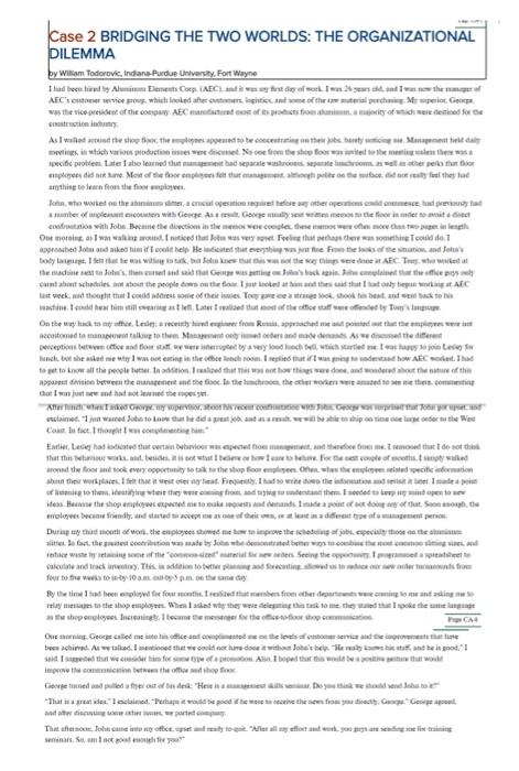  1. what are the main problem in this case? 2. Identify