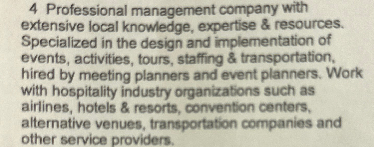  4 Professional management company with extensive local knowledge, expertise & resources.