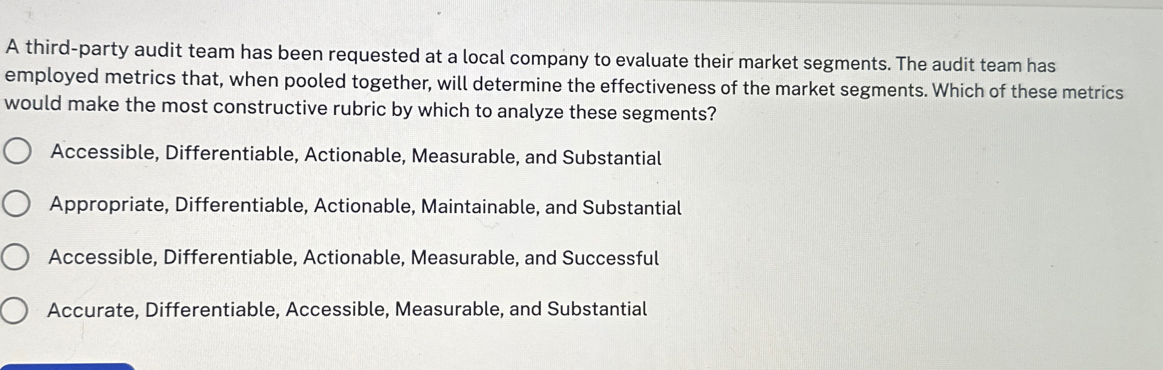  A third-party audit team has been requested at a local company