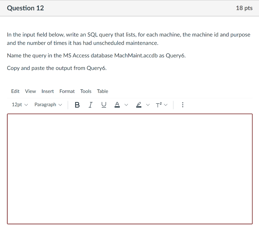 cost for a hour of maintenance on that machine. The EMPLOYEE table