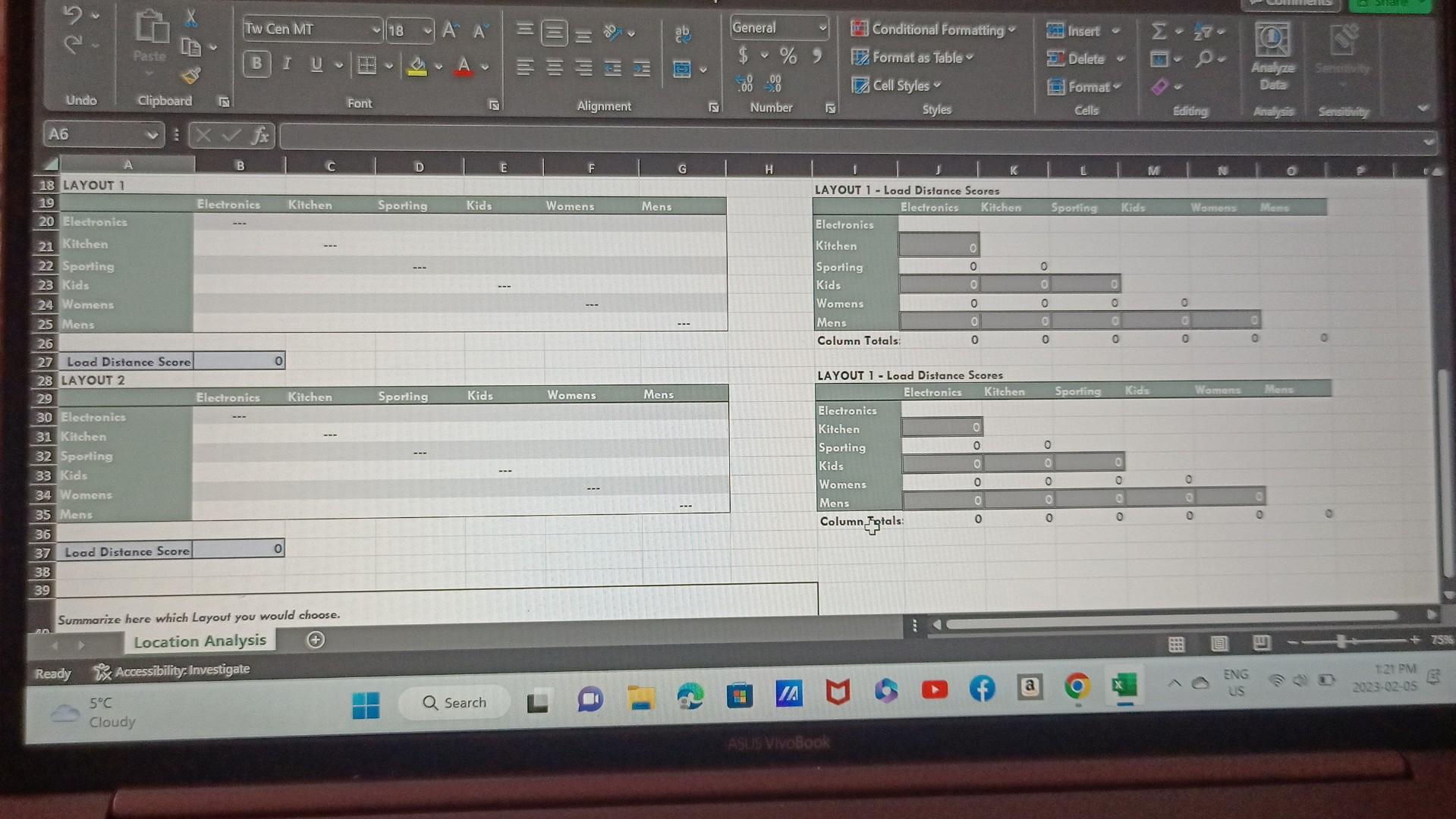 1 and 2 value determined? From-To Chart for Department Store A department