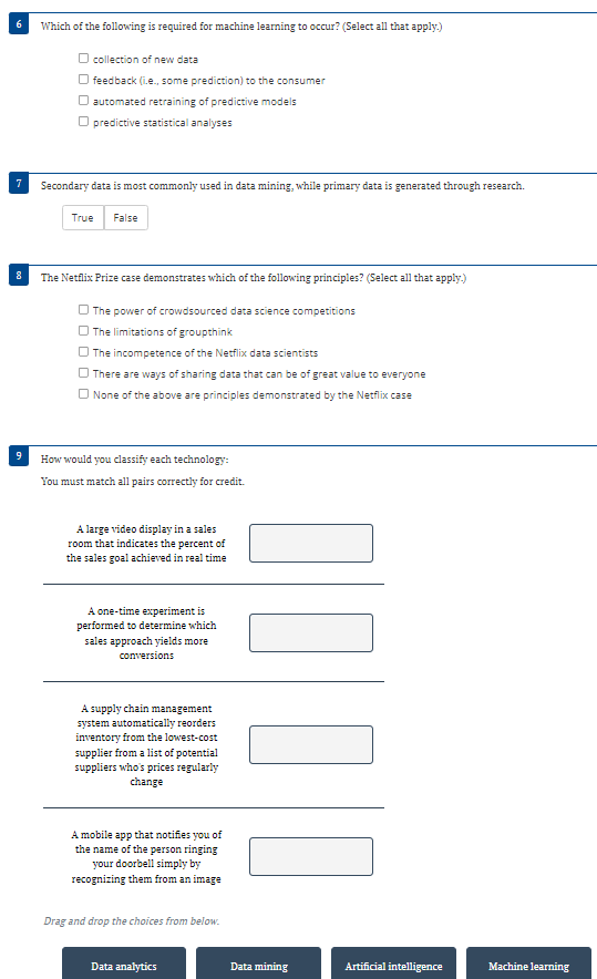  collection of new data feedback (i.e., some prediction) to the consumer