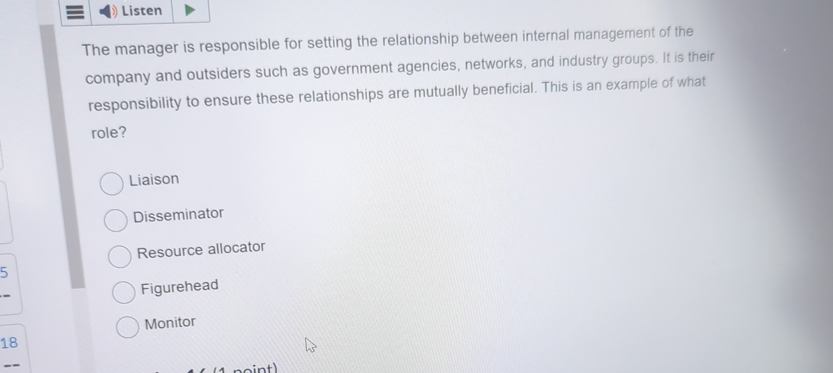  The manager is responsible for setting the relationship between internal management