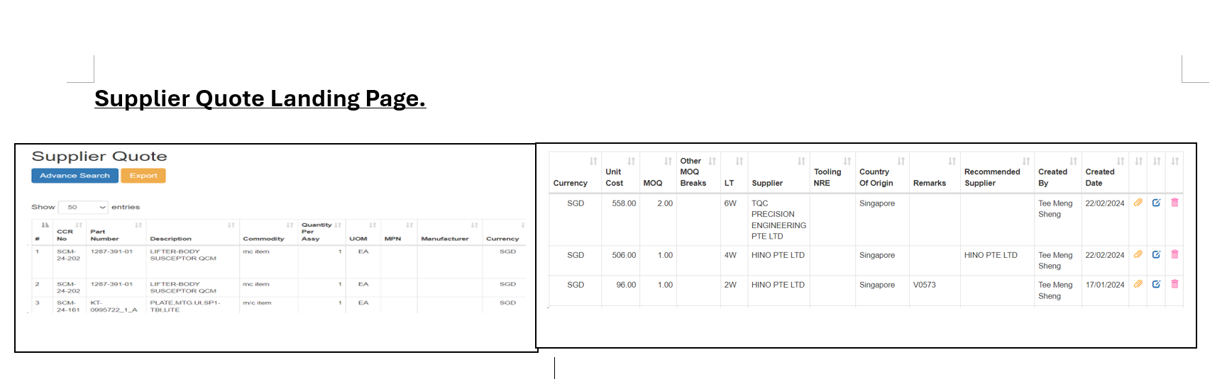  Sourcing Request Overview 080324Supplier Quote Landing Page. Act as NPI Buyer