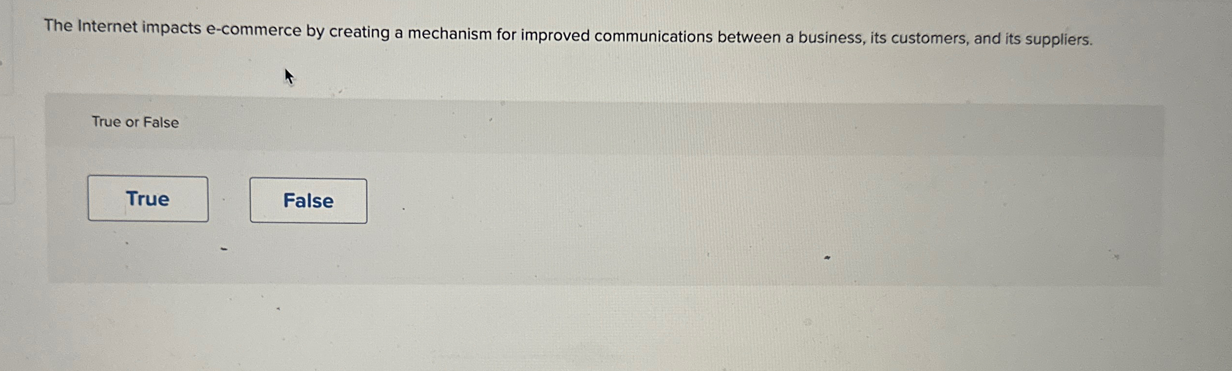  The Internet impacts e-commerce by creating a mechanism for improved communications