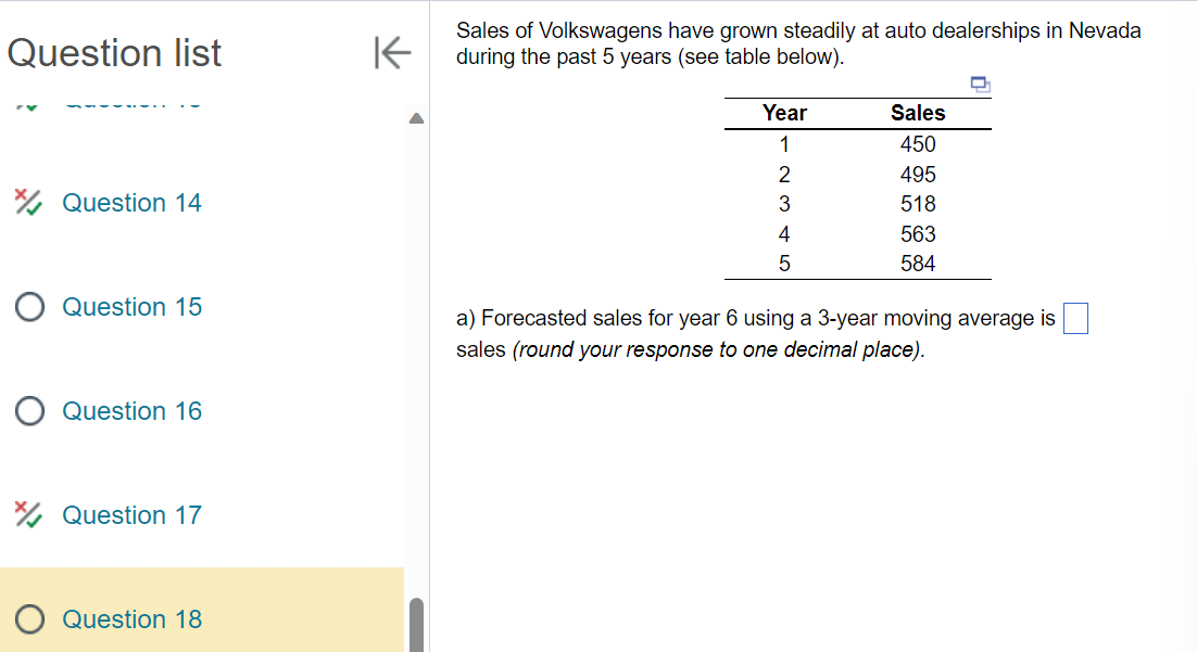 Please use actual numbers Question list Question 14 Question 15 Question 16