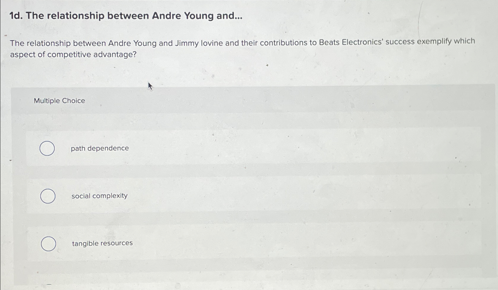  1d. The relationship between Andre Young and... The relationship between Andre