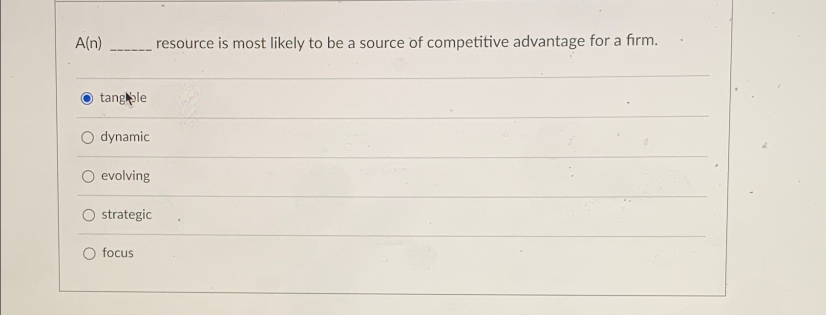  A(n) resource is most likely to be a source of competitive