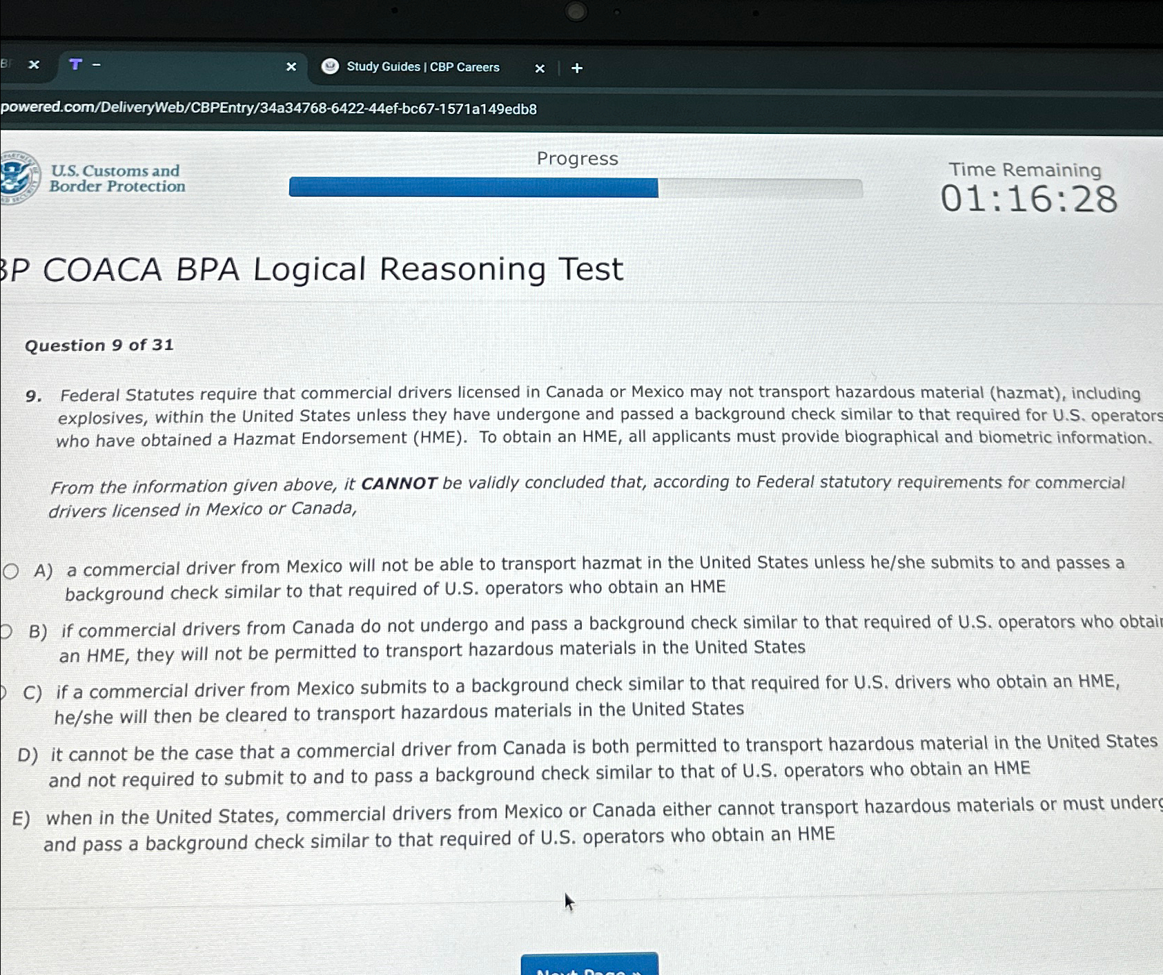  powered.com/DeliveryWeb/CBPEntry/34a34768-6422-44ef-bc67-1571a149edb8 U.S. Customs and Progress Time Remaining Border Protection 01:16:28 BP
