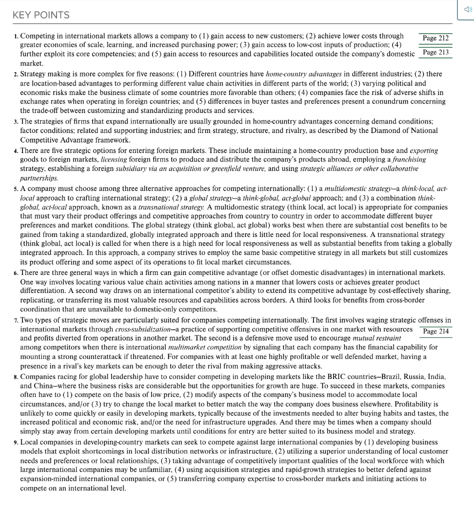 also use material from Chapter 7 International which geographic markets they should