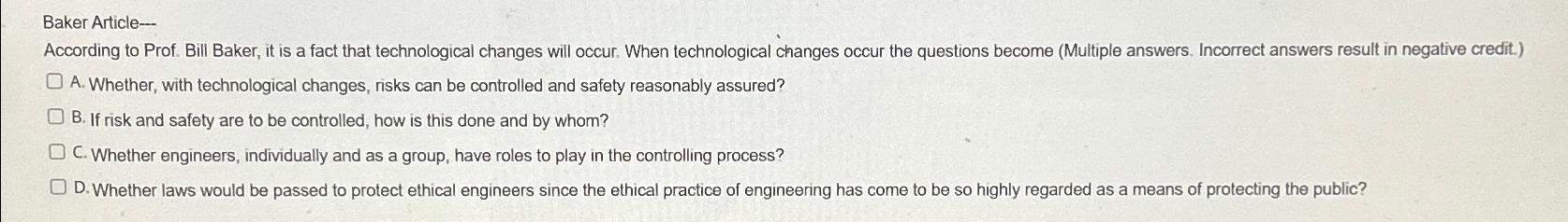 Baker Article-- According to Prof. Bill Baker, it is a fact