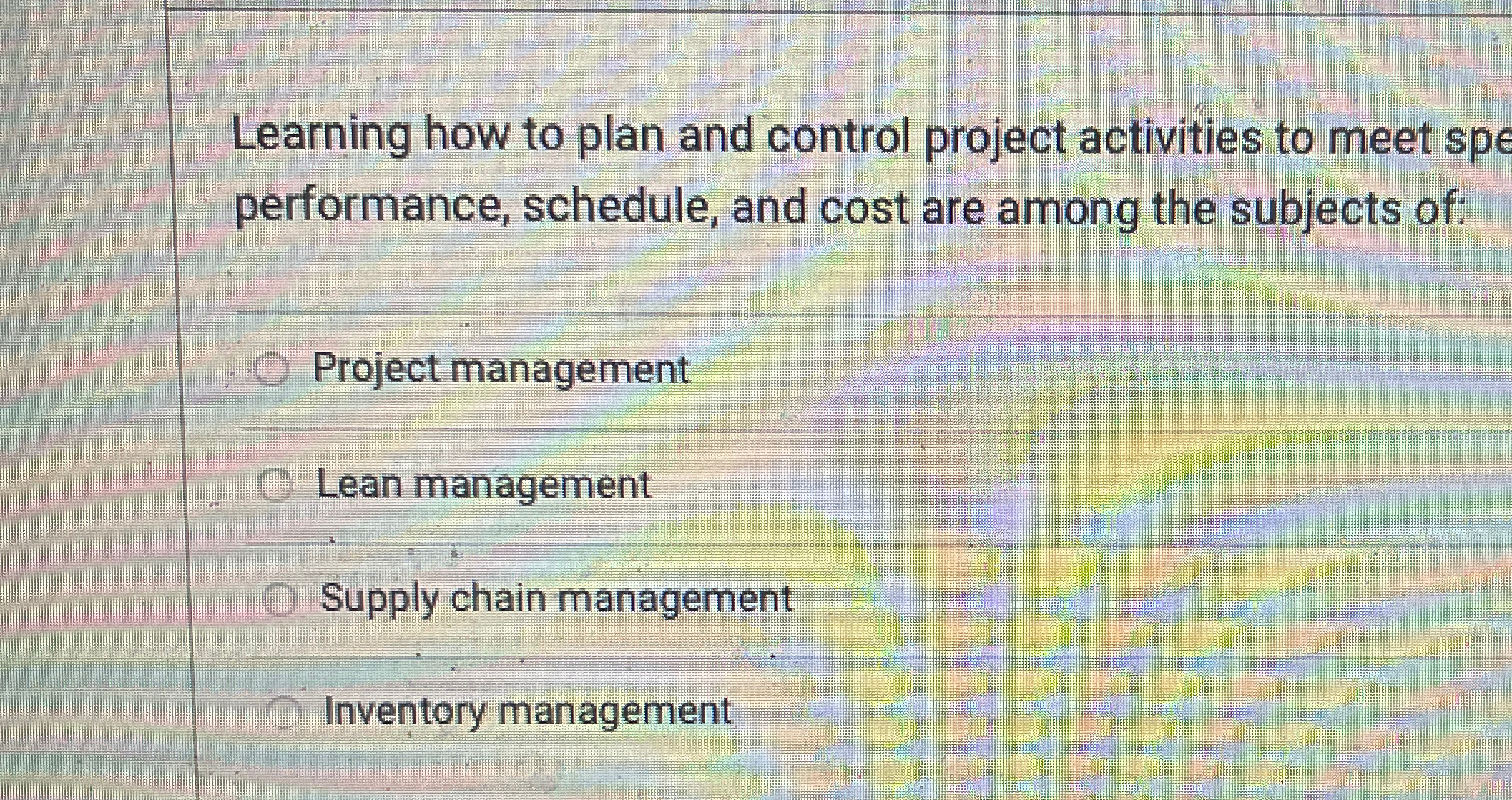  Learning how to plan and control project activities to meet spe