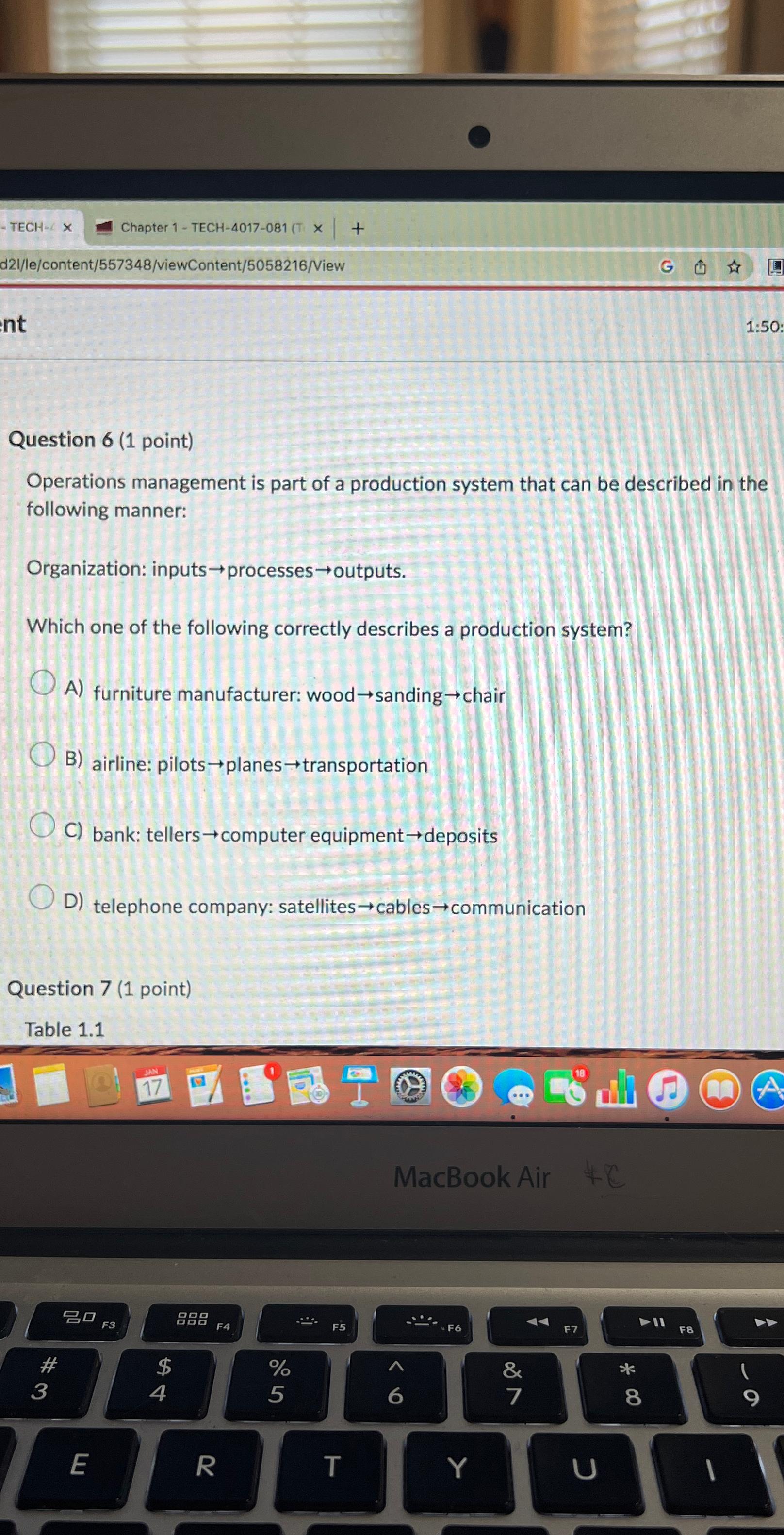  Question 6(1 point) Operations management is part of a production system