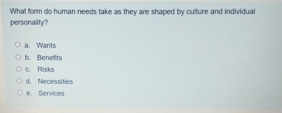  What form do human needs take as they are shaped by