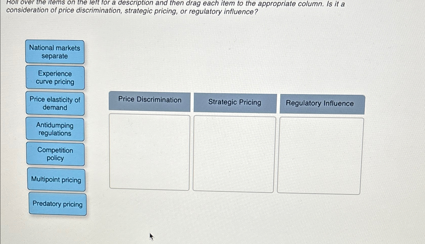  Roll over the items on the left for a description and