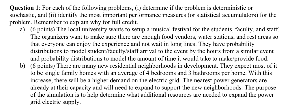 Please I need a full details when answering Question 1: For each