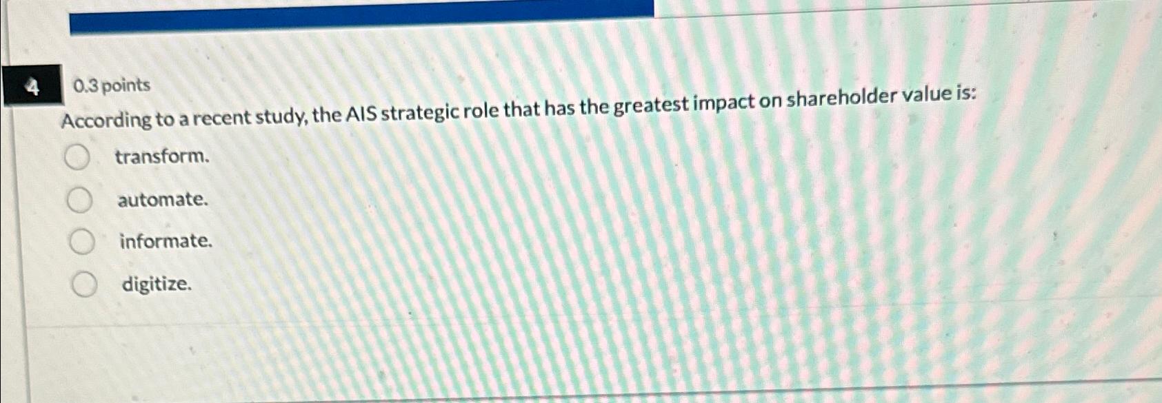  40.3 points According to a recent study, the AIS strategic role
