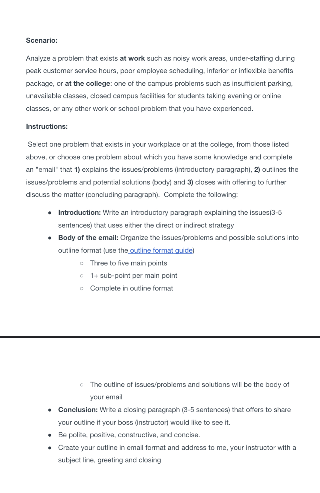 Scenario: Analyze a problem that exists at work such as noisy