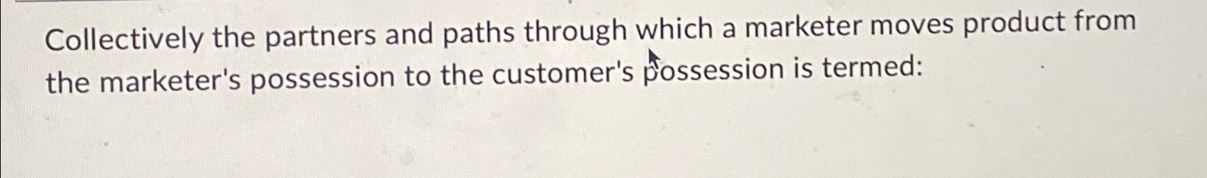  Collectively the partners and paths through which a marketer moves product