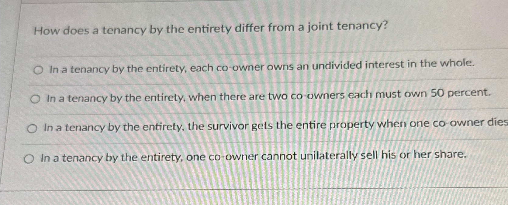  How does a tenancy by the entirety differ from a joint