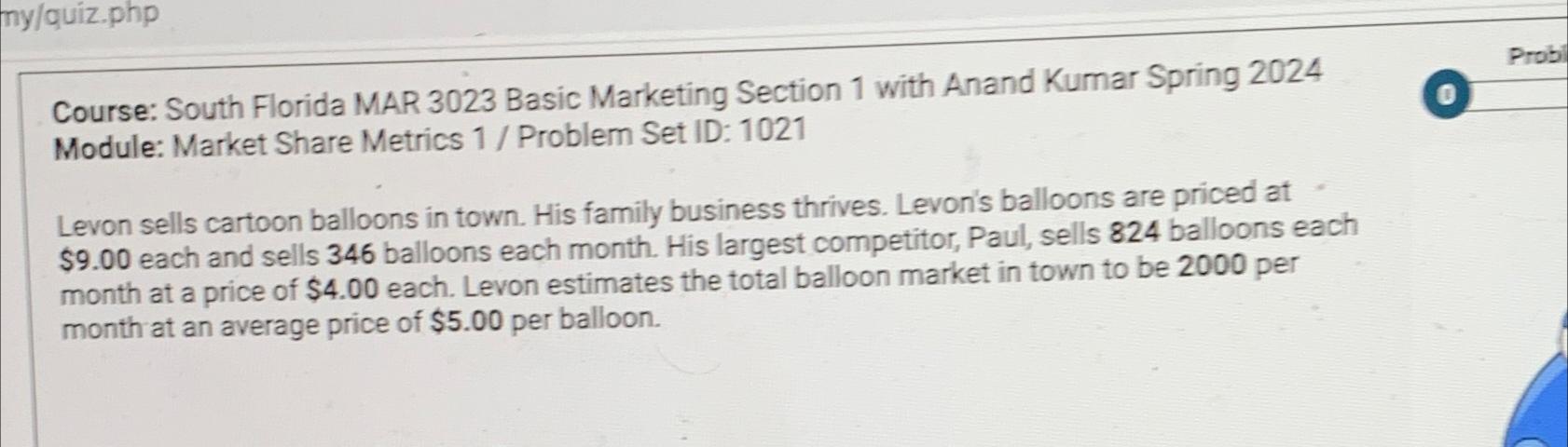  Course: South Florida MAR 3023 Basic Marketing Section 1 with Anand