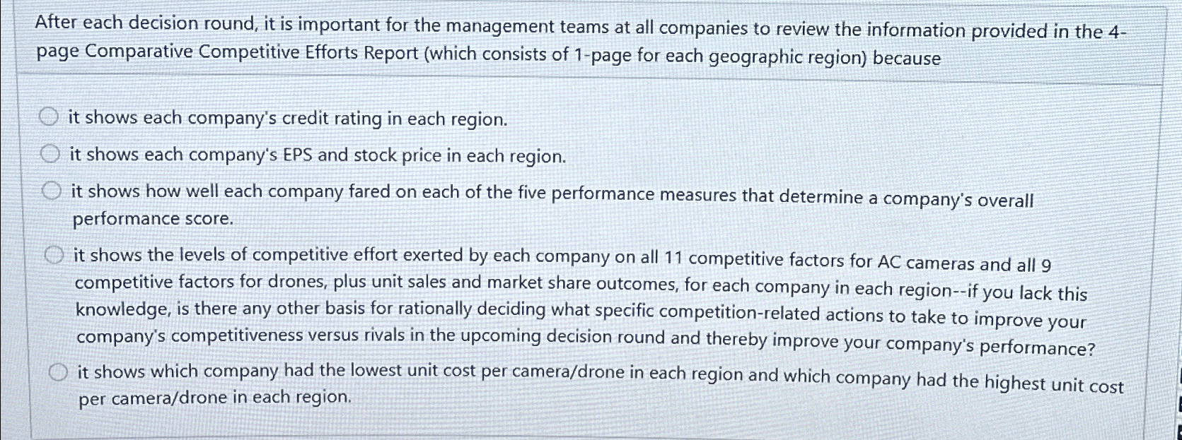  After each decision round, it is important for the management teams