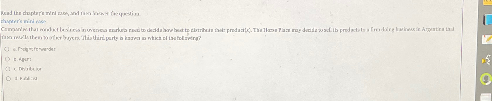  Read the chapter's mini case, and then answer the question. chapter's