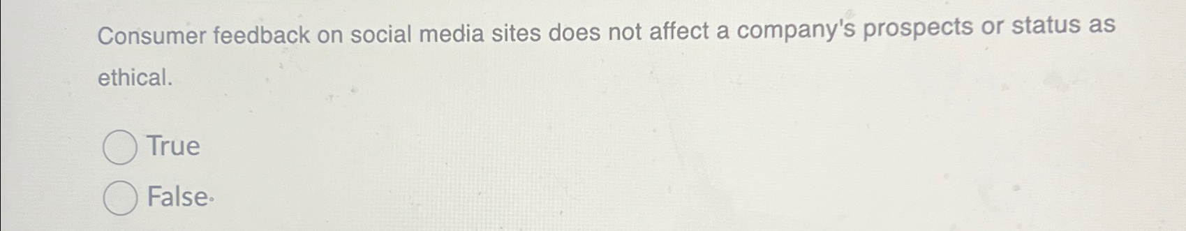  Consumer feedback on social media sites does not affect a company's