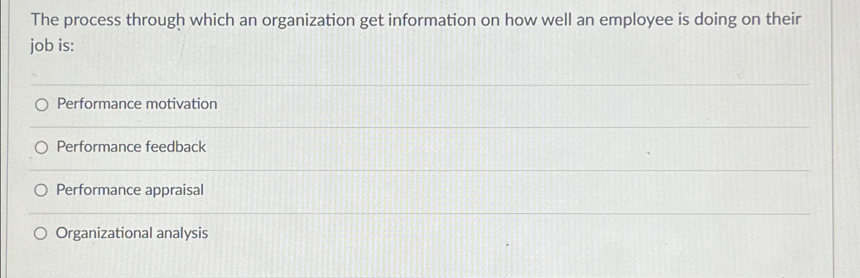  The process through which an organization get information on how well