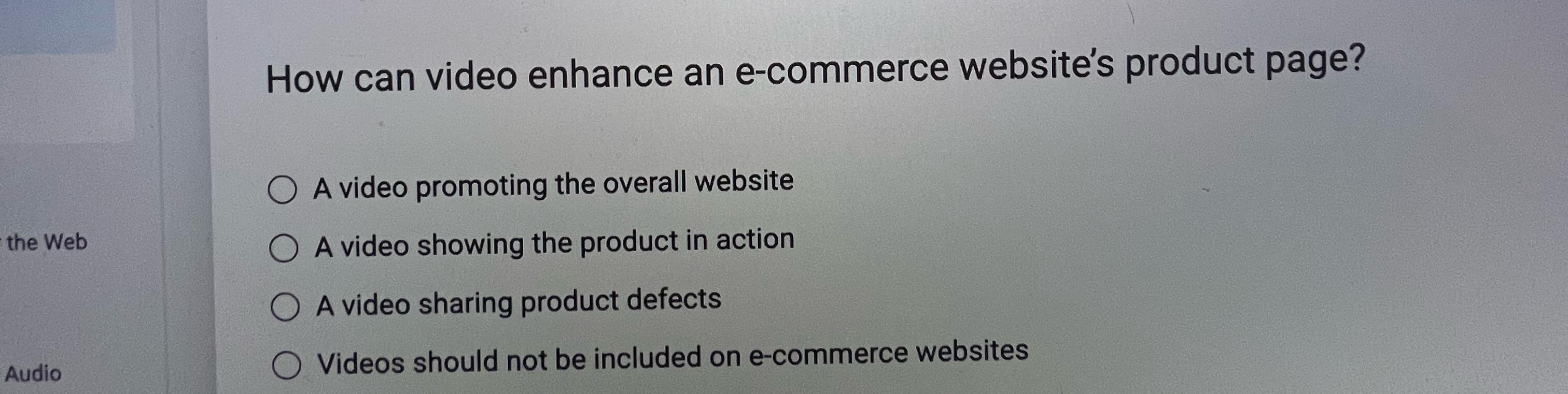  How can video enhance an e-commerce website's product page? A video