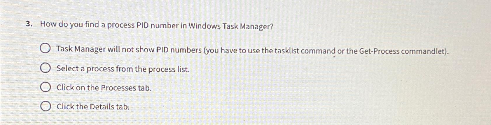  How do you find a process PID number in Windows Task