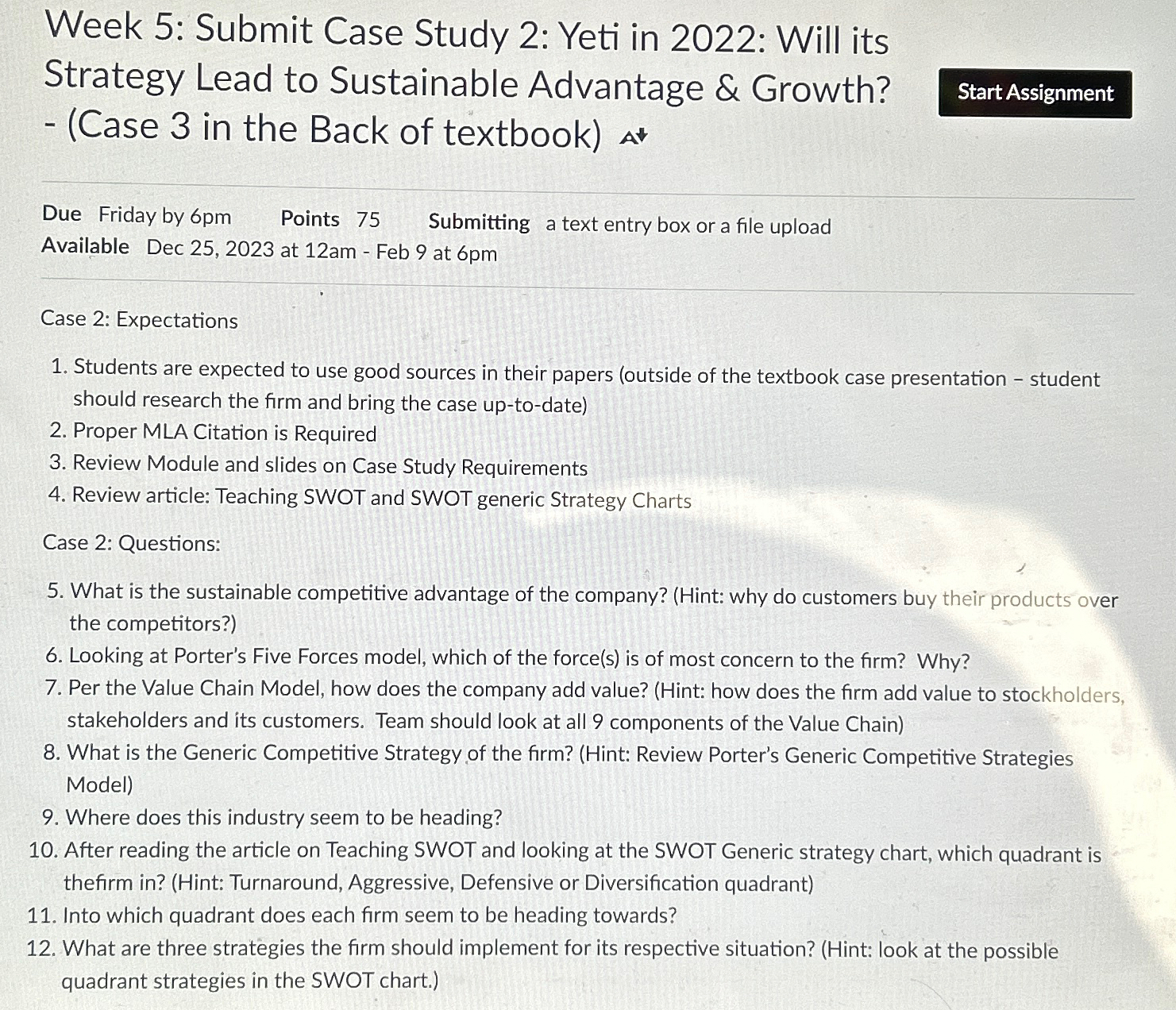  Week 5: Submit Case Study 2: Yeti in 2022: Will its